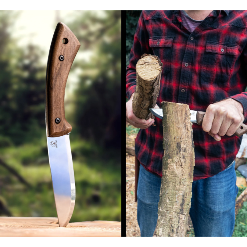BeaverCraft Bushcraft Knife Walnut Handle with Leather Sheath