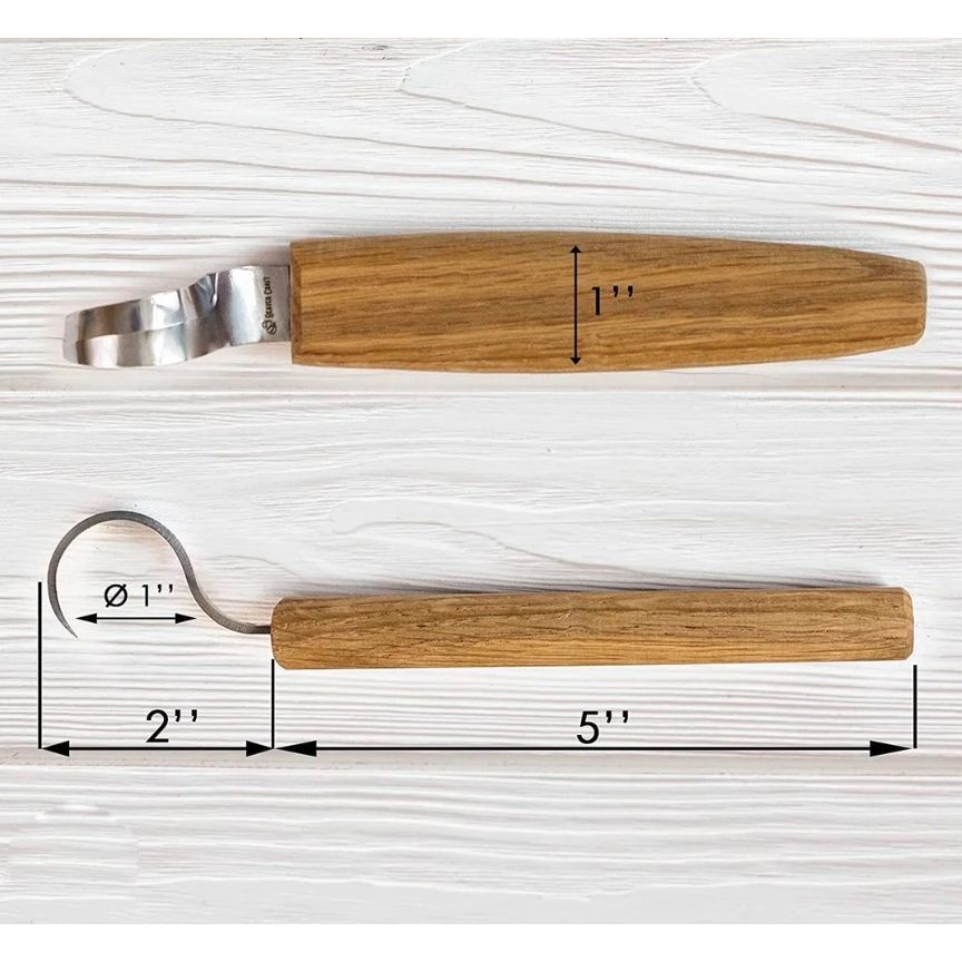 BeaverCraft Spoon Carving Knife 25 mm with Oak Handle with leather sheath